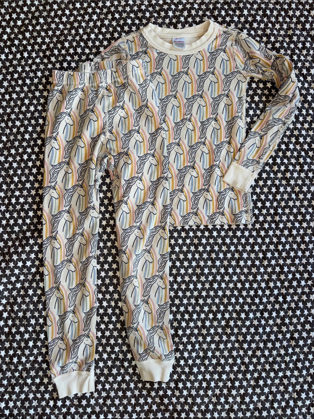 Organic Hanna Andersson Cream Unicorn & Rainbow Pajama Set